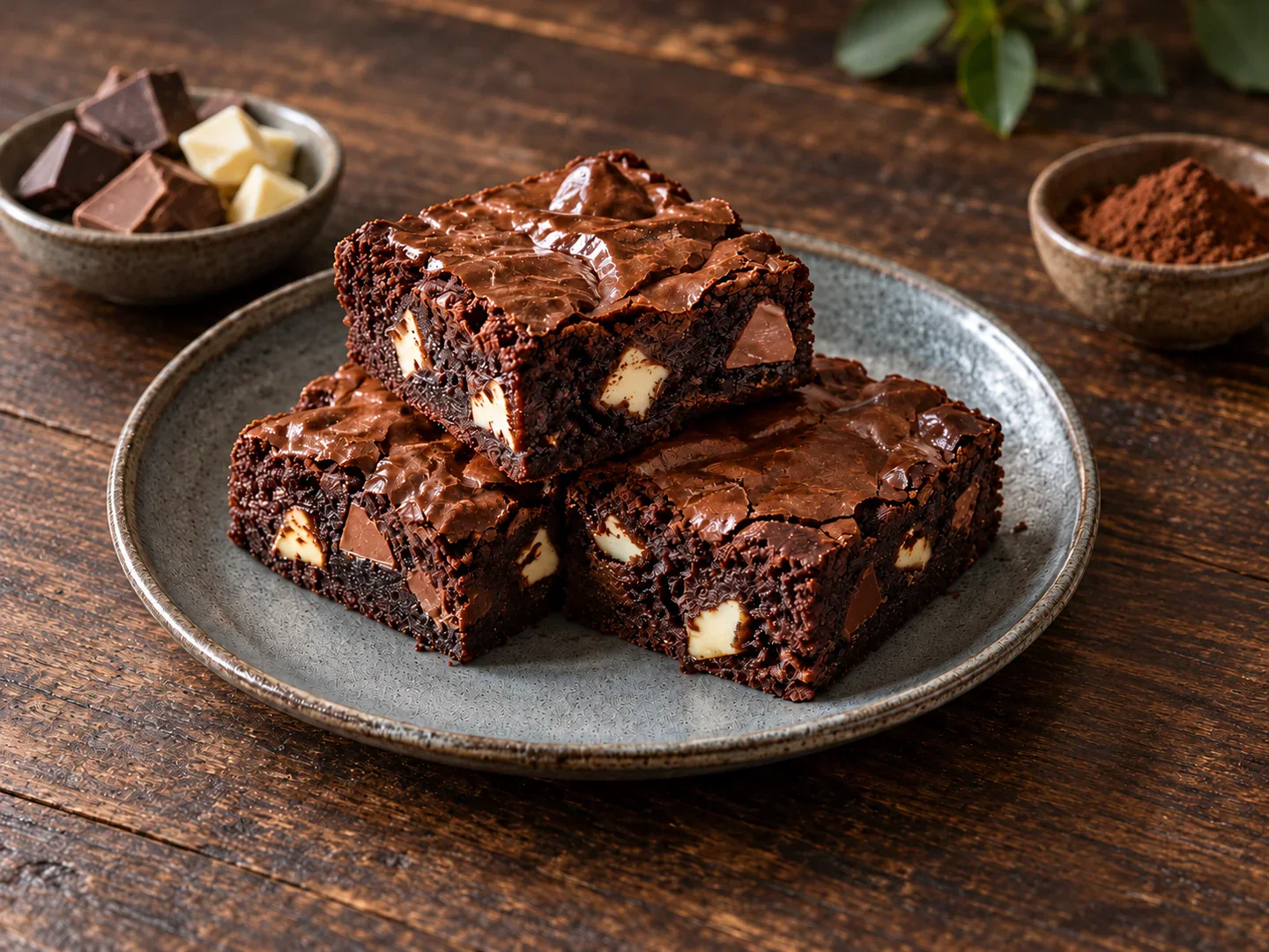 Brownies cu trei feluri de ciocolată — preparatul final
