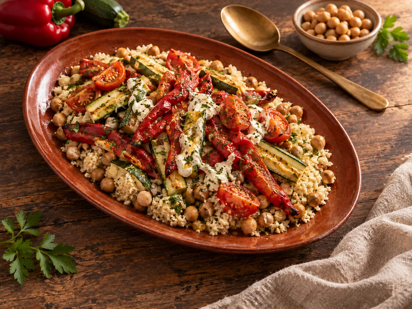 Couscous cu legume coapte și năut — preparatul final