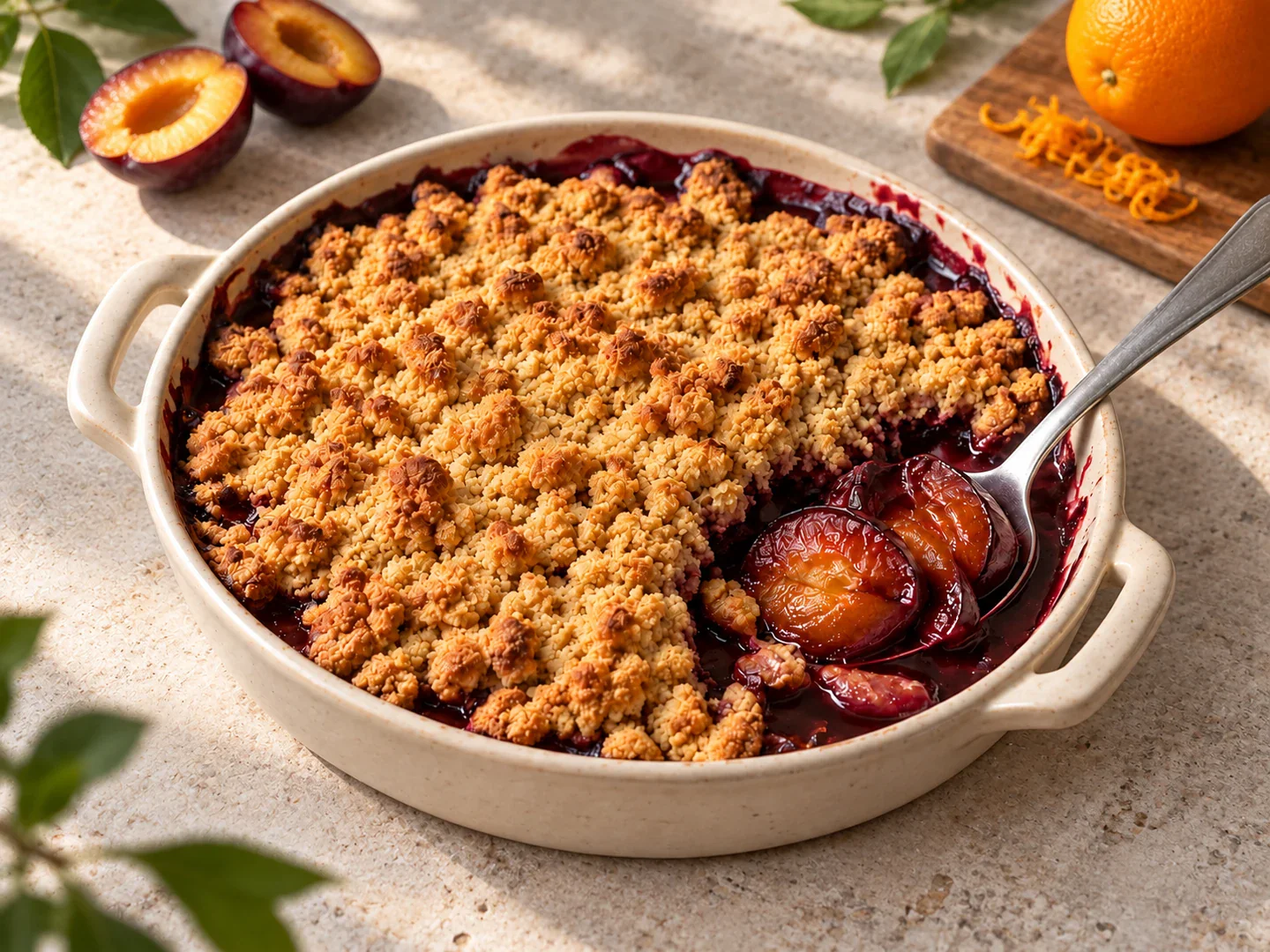Crumble cu prune — preparatul final