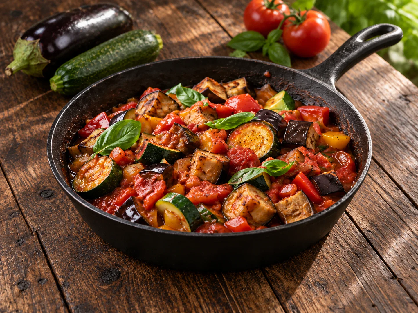 Ratatouille cu vinete și dovlecei — preparatul final