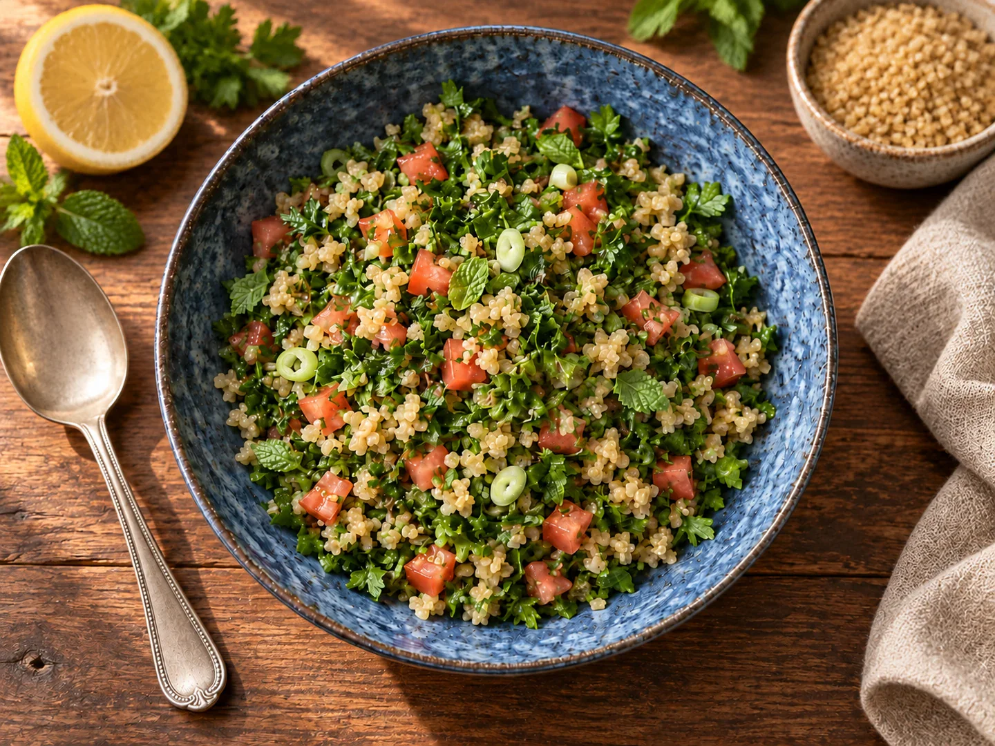 Tabbouleh cu bulgur și verdețuri — preparatul final